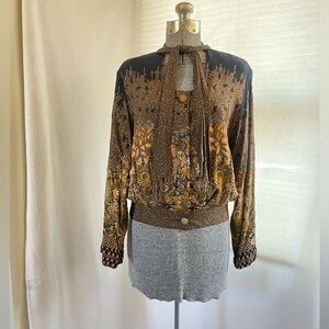 Vintage Carole Little boho tie neck top